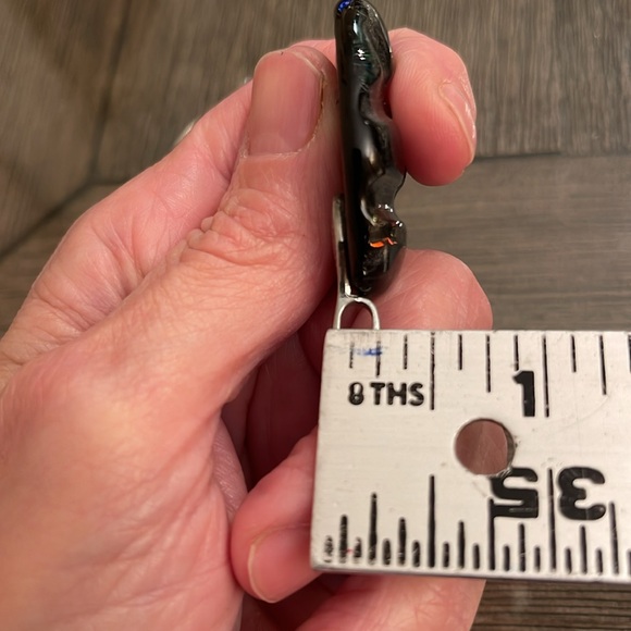 Dichroic Glass Quilted Glass Pendant & Chain - Picture 15 of 15